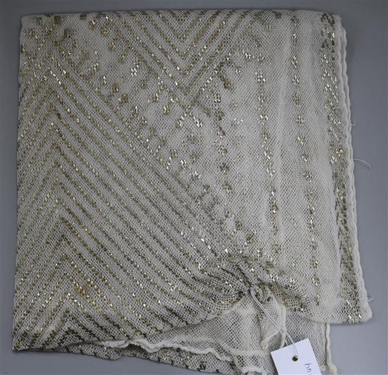 A white and silver Egyptian 1930s stole